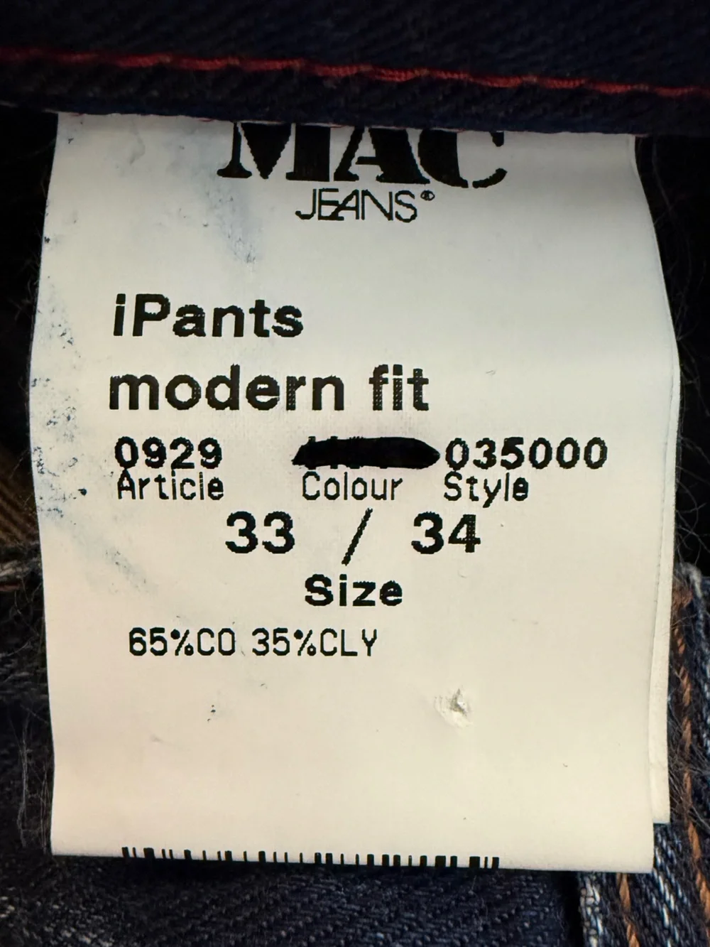 MAC iPants Modern Fit Jeans 33x34 Fit 33x31 Dark Wash Stretch Straight Leg Denim